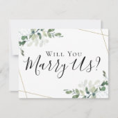 Eukalyptus heiratet uns wird unser Beamter sein Einladung (Vorderseite)