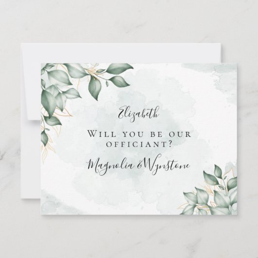 Eukalyptus heiratet uns wird unser Beamter sein Einladung (Rückseite)