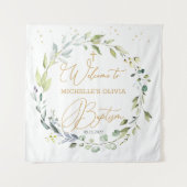 Eukalyptus Herbal Cross Baby Taufbänder Wandteppich (Vorderseite)