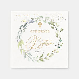 Eukalyptus Herbal Cross Baby Taufe Napkins Serviette