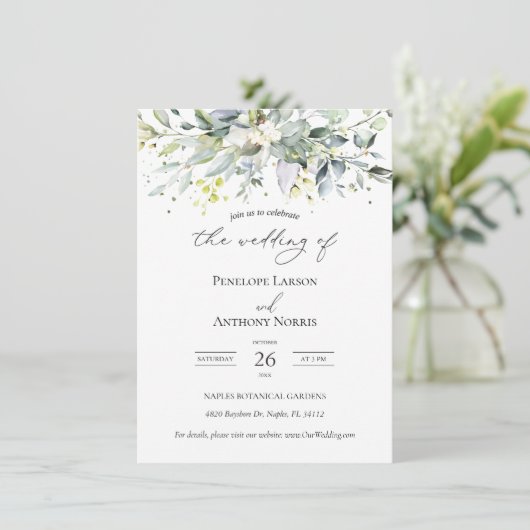Eukalyptus Herbal Foliage Wedding Einladung (Stehend Vorderseite)