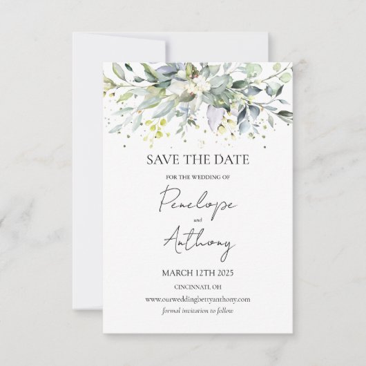 Eukalyptus Herbal Save the Date Einladung (Vorderseite)