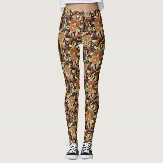 Eukalyptus-Herbst und Wattmuster Leggings (Vorderseite)