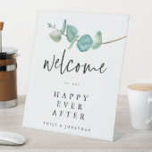 Eukalyptus Herzlich willkommen nach der Hochzeit b Sockelschild (In Situ)