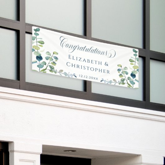 Eukalyptus Herzlichen Glückwunsch Empfang Hochzeit Banner (Äußeres Gebäude)