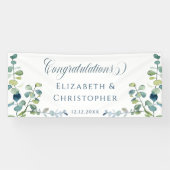 Eukalyptus Herzlichen Glückwunsch Empfang Hochzeit Banner (Horizontal)