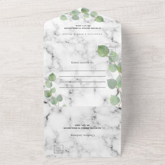 Eukalyptus-Hochzeit All In One Einladung (Außenbereich)