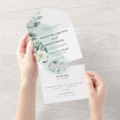 Eukalyptus-Hochzeit - alles in einer Einladung (Abreißen)