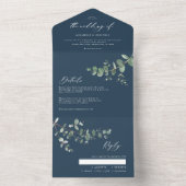 Eukalyptus-Hochzeit, botanisch blau einladen + uAw All In One Einladung (Innen Boden)