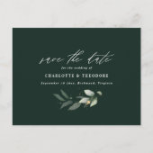 Eukalyptus-Hochzeit botanisch Save the Date Ankündigungspostkarte (Vorderseite)