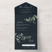 Eukalyptus-Hochzeit, botanisch-schwarz laden + uAw All In One Einladung (Innen Boden)