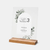 Eukalyptus Hochzeit der botanischen Tischnummer Acrylschild (Winkel)
