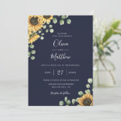 Eukalyptus-Hochzeit der Sonnenblume Einladung (Stehend Vorderseite)