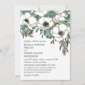 Eukalyptus-Hochzeit der weißen Anemonen Einladung (Vorderseite)