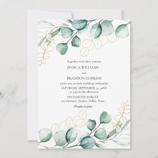 Eukalyptus-Hochzeit Einladung (Vorderseite)