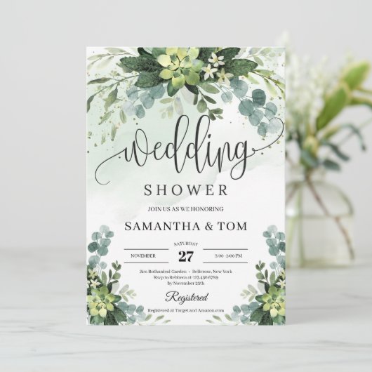 Eukalyptus-Hochzeit Einladung (Stehend Vorderseite)