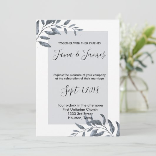 Eukalyptus-Hochzeit Einladung (Stehend Vorderseite)
