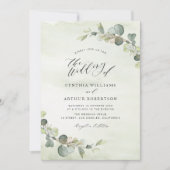 Eukalyptus-Hochzeit in Aquarell Einladung (Vorderseite)