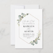 Eukalyptus-Hochzeit in Aquarellfarben speichern Si Save The Date (Vorderseite)