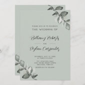 Eukalyptus-Hochzeit in einer Farbe Einladung (Vorne/Hinten)