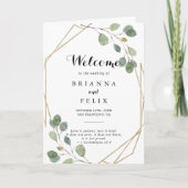 Eukalyptus-Hochzeit in Gold Geometric Greenery Programm (Vorderseite)