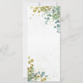 Eukalyptus-Hochzeit in Grün und Gold Einladung (Rückseite)