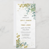 Eukalyptus-Hochzeit in Grün und Gold Einladung (Vorderseite)