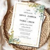 Eukalyptus-Hochzeit in Grün und Gold Einladung