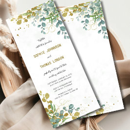 Eukalyptus-Hochzeit in Grün und Gold Einladung