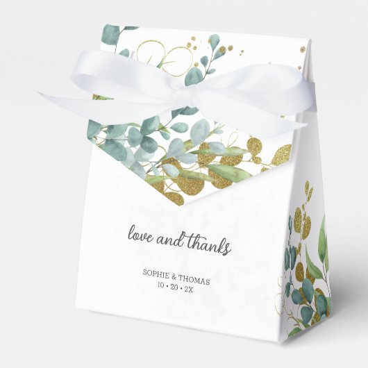 Eukalyptus-Hochzeit in Grün und Gold Geschenkschachtel (Vorderseite)