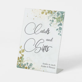 Eukalyptus-Hochzeit in Grün und Gold Sockelschild