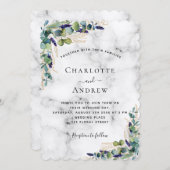 Eukalyptus-Hochzeit in Marmor Einladung (Vorne/Hinten)