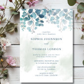 Eukalyptus-Hochzeit in mattem Grün Einladung