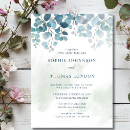 Eukalyptus-Hochzeit in mattem Grün Einladung