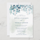 Eukalyptus-Hochzeit in mattem Grün Einladung (Vorderseite)