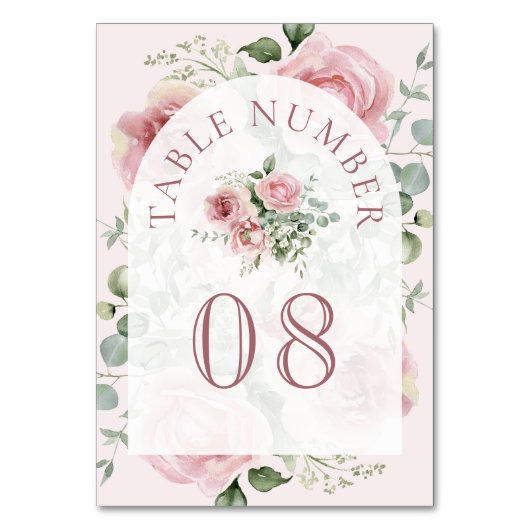 Eukalyptus-Hochzeit in Rosa Tischnummer (Vorderseite)