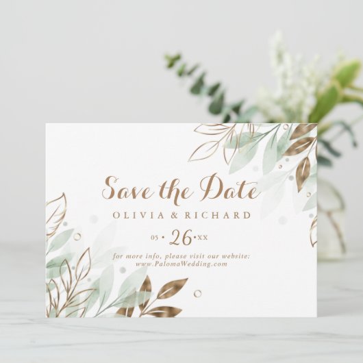 Eukalyptus-Hochzeit in Rustikal Save The Date (Stehend Vorderseite)