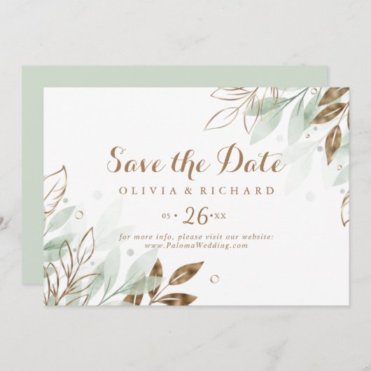 Eukalyptus-Hochzeit in Rustikal Save The Date (Vorne/Hinten)