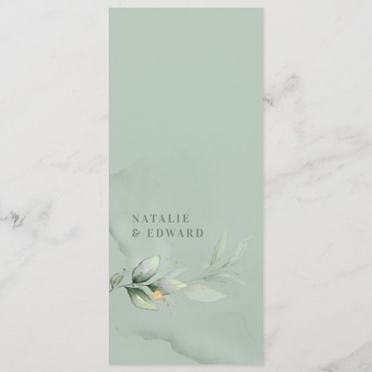 Eukalyptus-Hochzeit Menükarte (Rückseite)