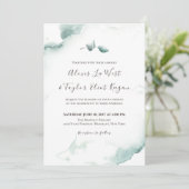 Eukalyptus-Hochzeit mit Aquarellfarbe Einladung (Stehend Vorderseite)