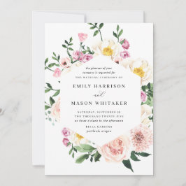 Eukalyptus-Hochzeit mit Blütenrosa und Lila Bläsch Einladung