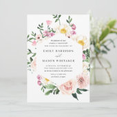 Eukalyptus-Hochzeit mit Blütenrosa und Lila Bläsch Einladung (Stehend Vorderseite)