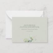 Eukalyptus-Hochzeit mit Handschrift Vielen Dank Mitteilungskarte (Rückseite)