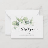Eukalyptus-Hochzeit mit Handschrift Vielen Dank Mitteilungskarte (Vorderseite)
