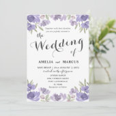 Eukalyptus-Hochzeit mit Lila Blüte Einladung (Stehend Vorderseite)