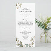 Eukalyptus-Hochzeit mit rustikaler Wasserfarbe Programm (Stehend Vorderseite)