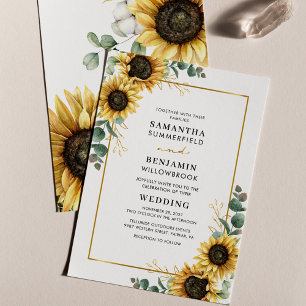 Eukalyptus-Hochzeit mit Sonnenblumen Einladung