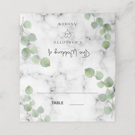 Eukalyptus-Hochzeit Platzkarte (Außenseite Aufgefaltet)