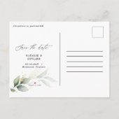 Eukalyptus-Hochzeit Save the Date Ankündigungspostkarte (Rückseite)