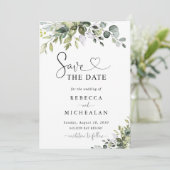 Eukalyptus-Hochzeit Save The Date Einladung (Stehend Vorderseite)
